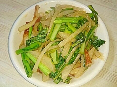 大根・小松菜・ちくわのごま風味甘酢炒め